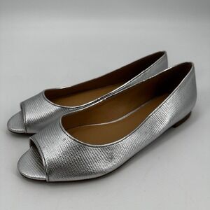 Talbots Silver Peep-Toe Flats